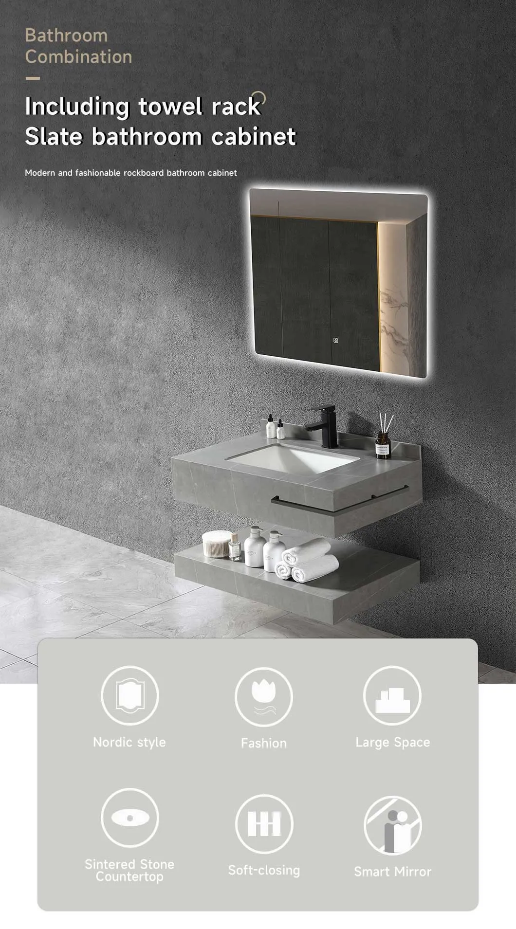 High Quality Wall Cabinet Bathroom Vanity Set Cabinet Basin Wall Hung Slab Hotel Wall Mount Bathroom Vanity Floating Cabinet