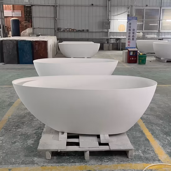 高品質の自立型白い人工固体表面浴槽の卸売